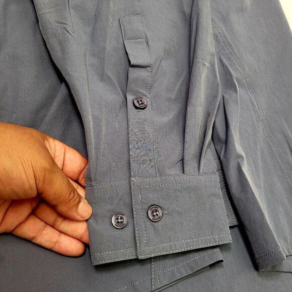 Northyard Men Button Front Shirt Blue Long Sleeve Vented Fishing Hiking X-Large - Picture 7 of 12